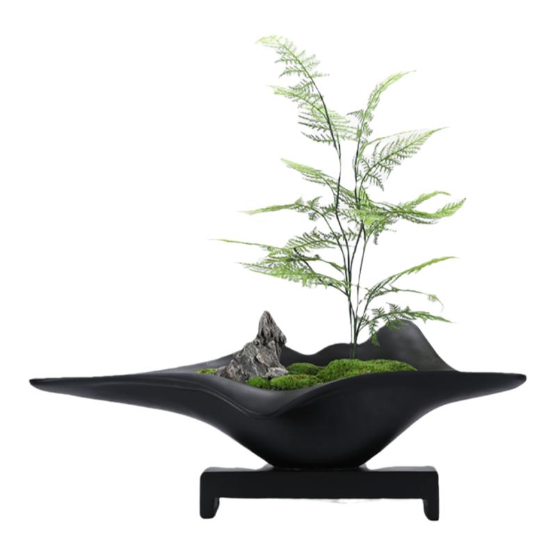 新中式简约永生苔藓绿植盆景售楼仿真植物盆景