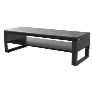 【轻奢金属 双层收纳】 电脑显示器增高架 带rgb电竞灯桌面收纳底座USB无线充办公室台式电脑支架抬高屏幕