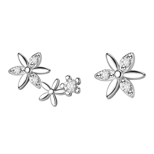 S925纯银不对称花朵耳钉女款养耳洞小众高级感耳环小巧精致耳饰品