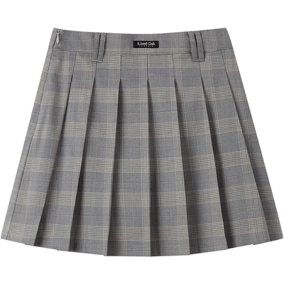 elandkids女童格子百褶短裙