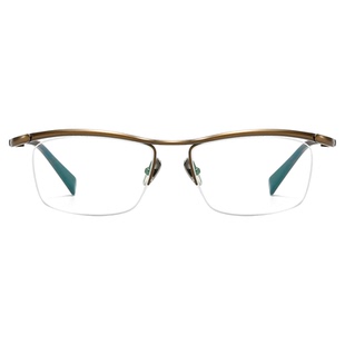 宽150mm纯钛眉线半框眼镜男款近视可配有度数古铜色加宽大脸镜框