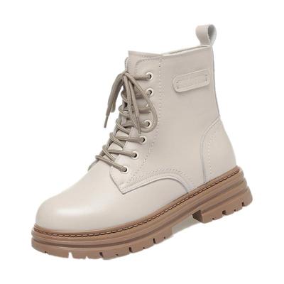 全牛皮马丁靴加绒皮毛一体棉鞋