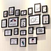 黑白墙壁个性 家用挂饰 壁挂多功能相框心形照片墙铁架相片墙墙