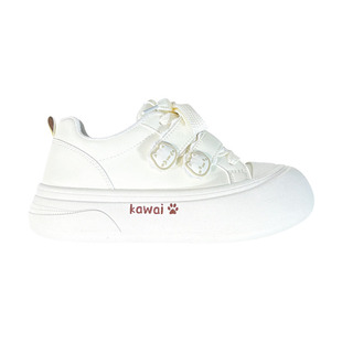 人本白色大头小白鞋女冬季加绒原创百搭运动软底厚底保暖板鞋爆款