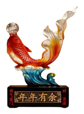 现代简约树脂锦鲤摆件办公室装饰品招财年年有余摆件大师布局专用