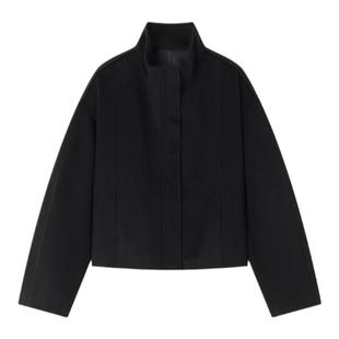 华吉言【沉默的羔羊】羊毛立体裁剪舒适感短款立领外套