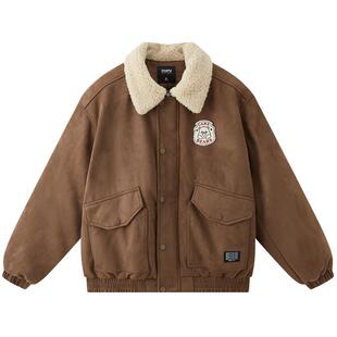 三福2025冬季麂皮工装棉衣毛领棉服宽松加厚保暖外套男棉袄511719