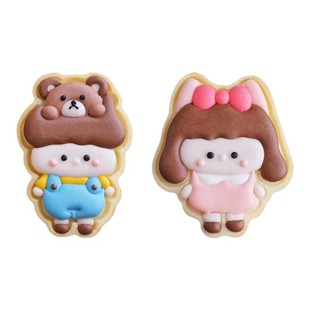 橡树果子新款六一卡通糖霜饼干模具儿童节男孩女孩动画鸭子手压膜