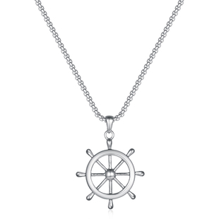 钛钢项链男潮原创设计船舵吊坠项链男生精致高街轻奢毛衣链网红