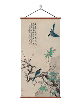 新中式花鸟图进门玄关装饰画茶室
