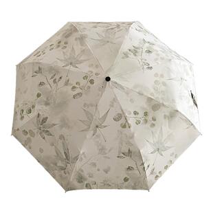 新中式太阳伞小巧便捷遮阳伞晴雨两用伞折叠雨伞女黑胶防晒自动伞