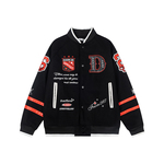 Amoeba美式复古字母刺绣撞色条纹夹棉棒球服外套男女春季新款夹克