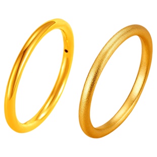 老凤祥足金999古法素圈黄金戒指三生三世情侣对戒女新款生日礼物