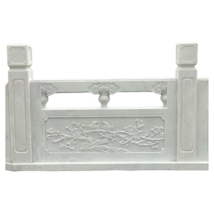 石雕栏板汉白玉升旗台户外别墅庭院围栏天然草白玉河道花园石护栏