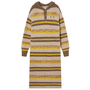 【99/件】EPTISON复古条纹针织长裙2025冬季新款宽松慵懒感连衣裙