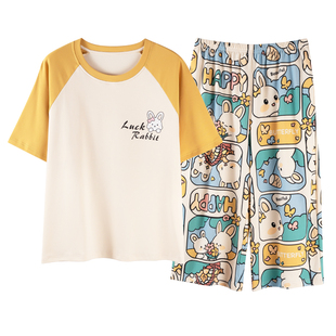 2026年新款睡衣女款夏季纯棉短袖春秋夏款夏天女士家居服薄款套装