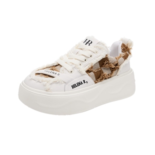 HR赫莲娜板鞋2026春季新款休闲女鞋子厚底增高乞丐圆头帆布鞋小众