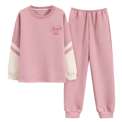 睡衣女秋冬季加厚长袖空气棉夹层