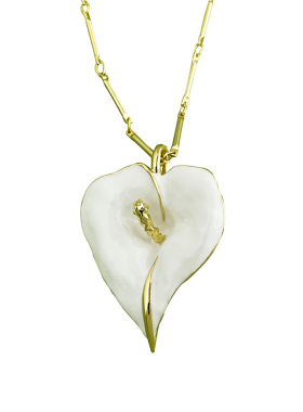 zivgrey马蹄莲白色珐琅项链