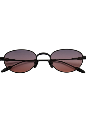 艾米宋 复古椭圆小框太阳眼镜女男通用防紫外线凹造型墨镜金属框