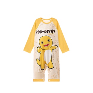 春秋季儿童连体睡衣纯棉长袖小奶龙男童家居服男孩中大童卡通睡袋