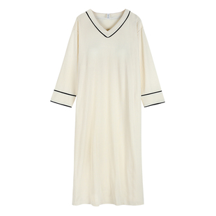 轩靓【带胸垫】睡裙女春秋纯棉长袖睡衣2026新款大码家居服连衣裙