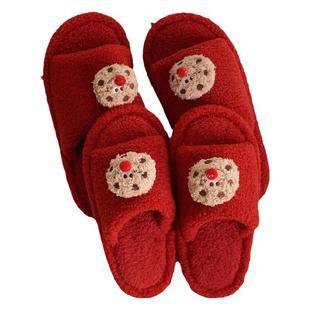 细细条 买一送一喜庆红色棉拖鞋冬男女新婚陪嫁可爱居家鞋本命年