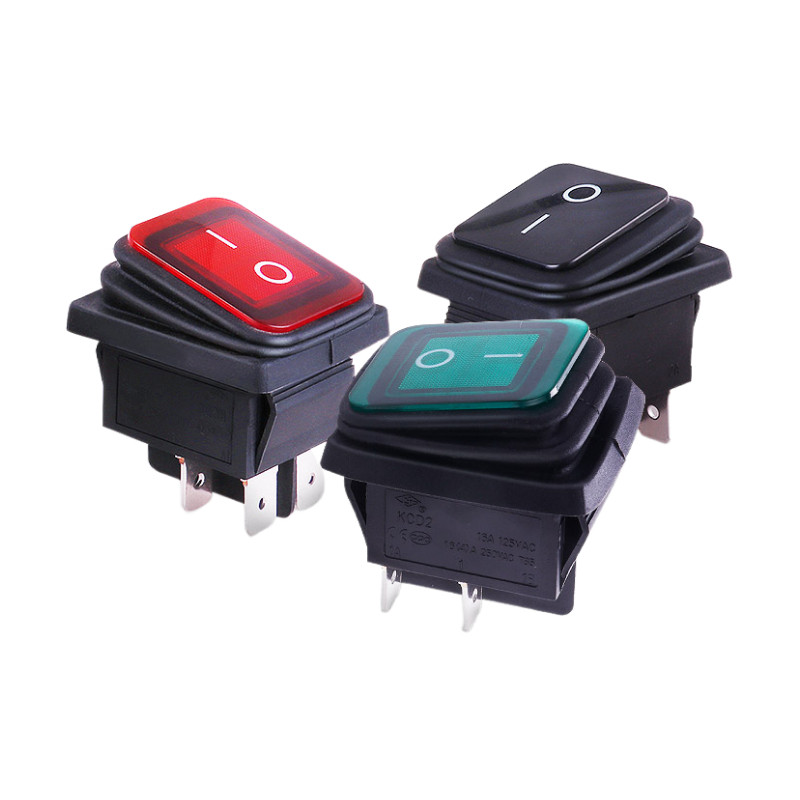 上开 上海永星防水船型开关带灯KCD2船形电源开关4脚2档 16A 250V