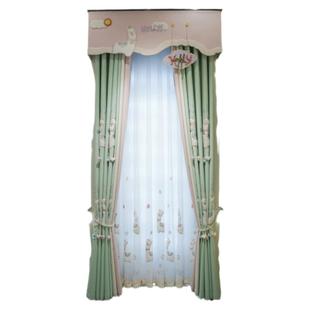 新款儿童房韩式卡通女孩房间刺绣加厚可爱公主风遮光卧室飘窗帘