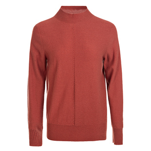 名师路打底羊毛衫女新款秋冬内搭橘红色上衣不对称套头半高圆领