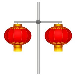 灯笼户外大红灯笼串路灯杆装饰亚克力灯笼支架定制中国结灯杆灯笼
