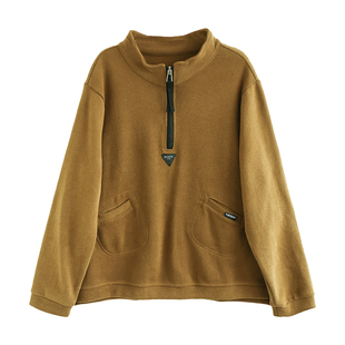 代勒秋季新款纯棉立领拉链套头卫衣女士文艺休闲宽松显瘦长袖上衣