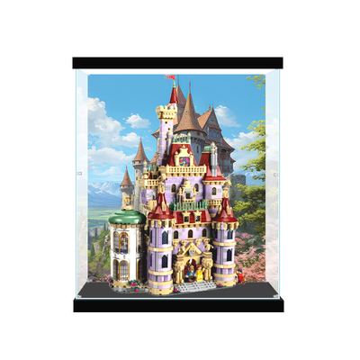 适用43263迪士尼美女与野兽城堡积木透明亚克力展示盒收纳防尘罩
