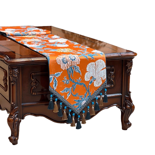 高端床旗繁花似锦欧式美式新中式床尾旗床尾巾新古典民宿加宽定制