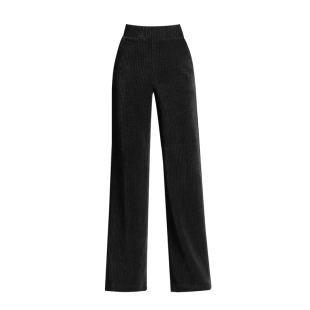 155小个子雪尼尔女冬款修身高腰加绒直筒灯芯绒阔腿裤条绒垂感150