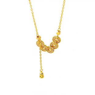 「青芥」新中式金色五帝钱币葫芦项链高级感轻奢小众国风锁骨链女