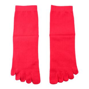 纯棉情侣婚喜庆全棉过节过年大红本命年五指袜男女红脚趾棉分趾袜