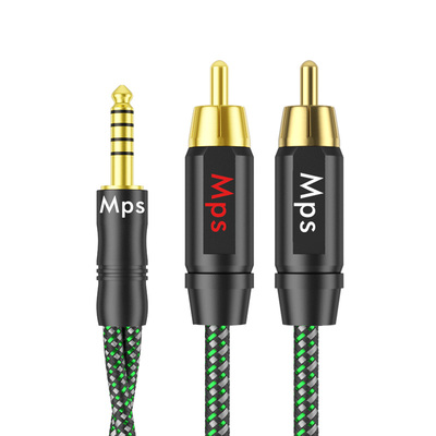 Mps发烧级HiFi单晶铜4.4mm平衡转双莲花RCA一分二音响音箱音频线
