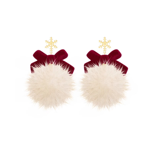 超出片！毛绒雪花耳钉2025新款高级感轻奢耳环秋冬氛围新年耳饰女