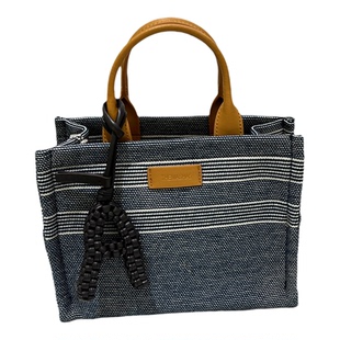 玛莎春休闲简约风条纹牛仔撞色托特包女手提斜挎包通勤女包凯莉包