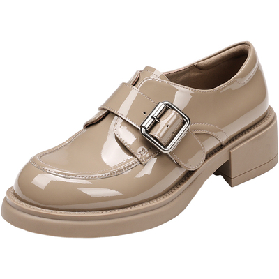 Hongkee/红科25春新款单鞋女亮面低跟舒适深口女鞋通勤鞋H075S100