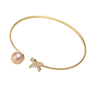 DIY珍珠配件 S925纯银手链空托 时尚手镯银链托女 配7-9mm圆椭珠