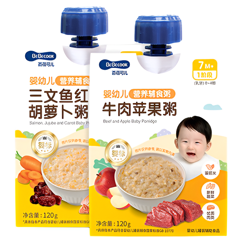 韩国BEBECOOK婴幼儿宝宝辅食粥即食锁鲜营养粥外出携带方便8袋