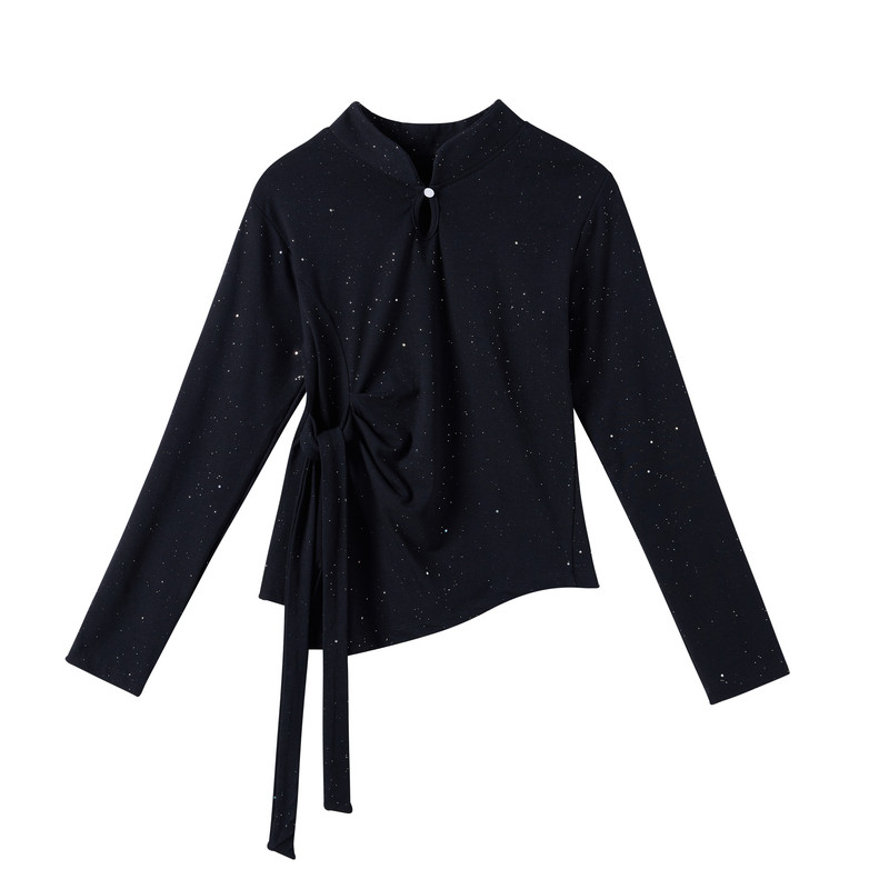 中国风古典舞练功服套装女广场舞演出服烫钻旗袍立领上衣舞蹈服