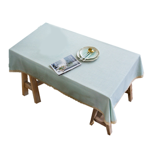 纯色桌布布艺长方形棉麻简约田园日式餐桌布正方形家用茶几布台布
