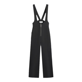 高级感背带裤女春装2026新款显瘦高腰垂感阔腿西装裤黑色连体裤子