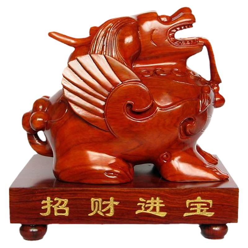 清仓】红木工艺品 木雕刻家居风水摆件 实木质貔貅动物摆设