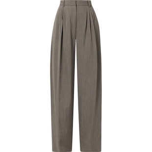 【折扣】CO 女士简约深卡其布色褶裥混色斜纹布阔腿裤