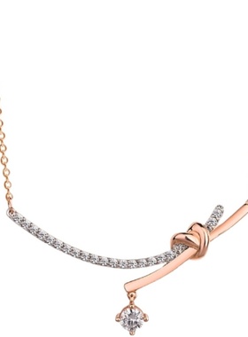 施家新款爱心扭结项链浪漫单钻