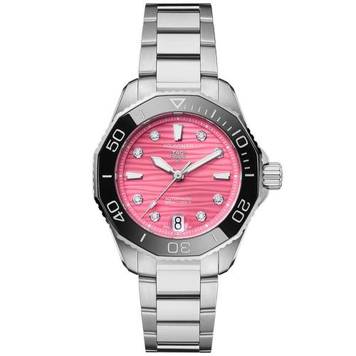 【新年礼物】TAG Heuer泰格豪雅竞潜系列粉色表盘日历女士手表